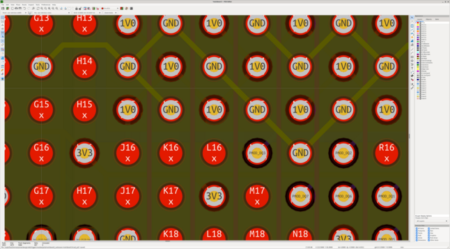 Grid of BGA lands on top side