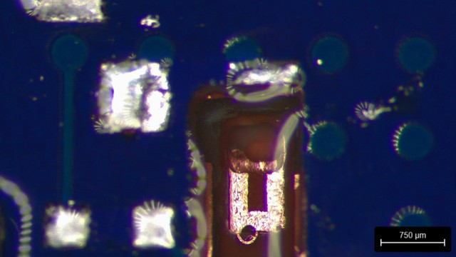 Top down view of the mill cavity showing a complex stairstep pattern of holes
