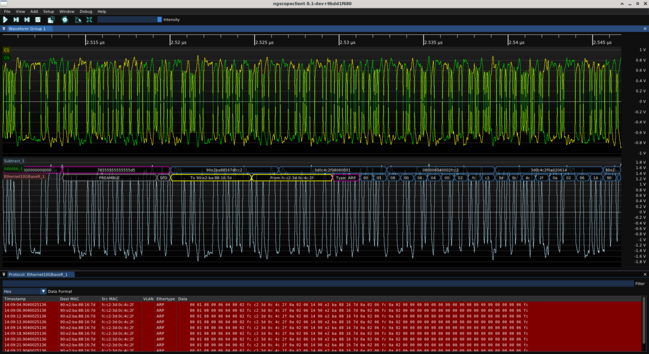 Decode showing red CRC error and beginning of the packet