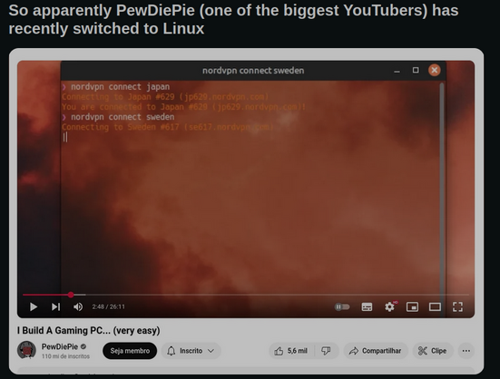 So apparently PewDiePie (one of the biggest YouTubers) has recently switched to Linux 