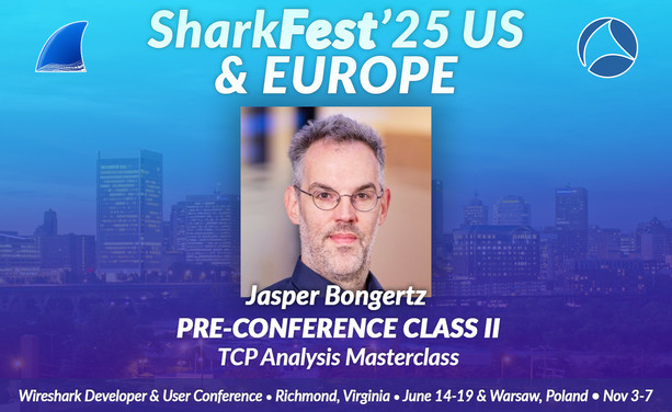 Level up your TCP troubleshooting skills at SharkFest'25 US & Europe!

Join renowned expert Jasper Bongertz for Pre-Conference Class II: TCP Analysis Masterclass — a deep dive into real-world TCP behavior, performance bottlenecks, and powerful multi-point capture strategies.

Whether you're chasing elusive retransmissions or fine-tuning app performance, this is the masterclass to sharpen your edge.