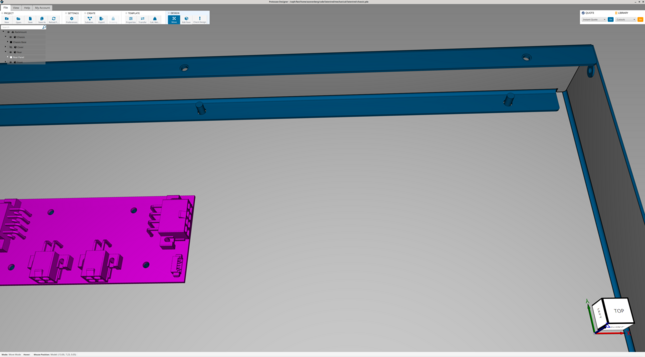 Chassis MCAD view showing bend on rear panel at an annoying spot