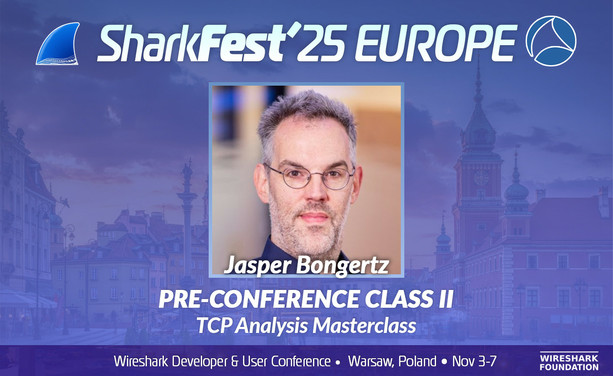 Dive deep into the heart of #TCP with Jasper Bongertz at SharkFest'25 Europe!

Join the TCP Analysis Masterclass and learn how to dissect, diagnose, and master complex TCP behaviors from one of the best in the field. Whether you're chasing lost packets or tuning performance, this class is for you.

Picture of Jasper Bongertz and info about his SharkFest'25 EUROPE pre-conference class. 