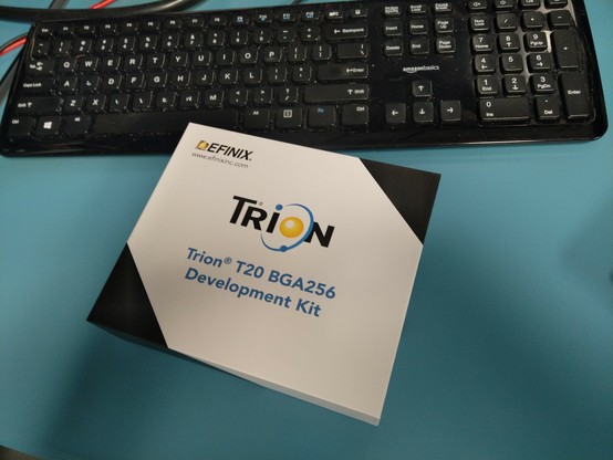 Box marked
(Trion FPGA logo)
Trion (R) T20 BGA256
Development Kit
