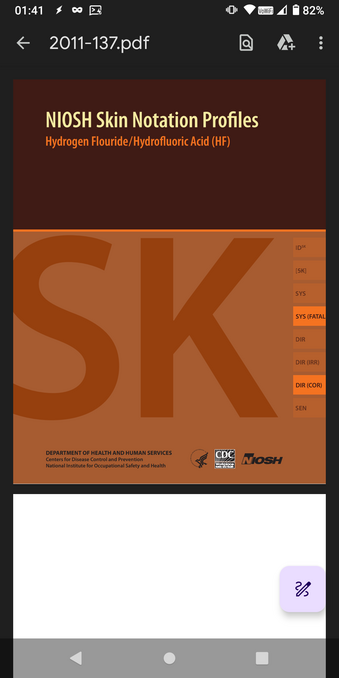 NIOSH pamphlet on hydrofluoric acid with a title page that misspells "fluoride" as "flouride"