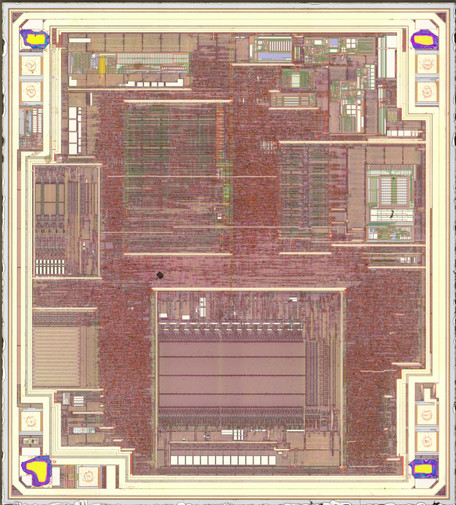 PIC12F683 die after a bit more time in HF, the barrier is slightly more thinned