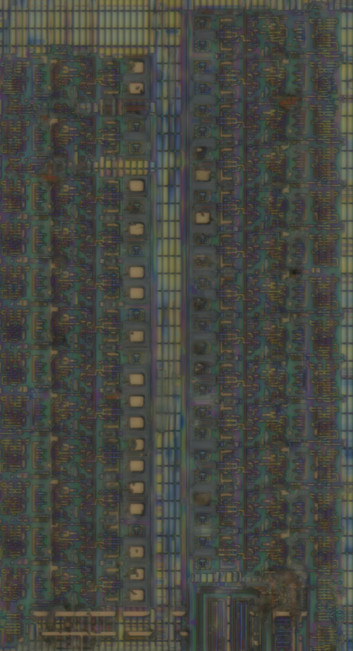 Polysilicon layout of the entire fuse array showing 12 tiles in the left column and 13 in the right
