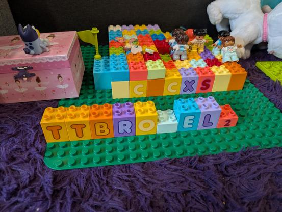 Lego letters spelling out the name of the aarch64 TTBR0_EL2 register