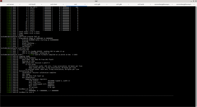 Serial console showing reads of all zeroes from the bus