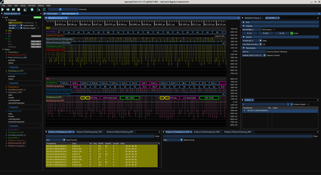 ngscopeclient showing the serialized form of the first two DLLPs