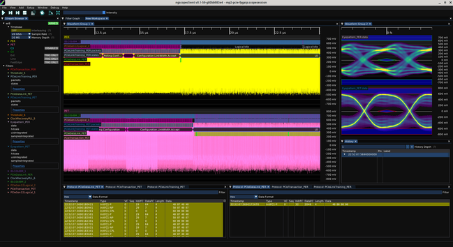 ngscopeclient protocol decode showing a single DLLP being sent by my FPGA and decoded perfectly