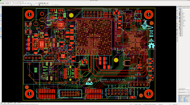 KiCAD layout view of the same board